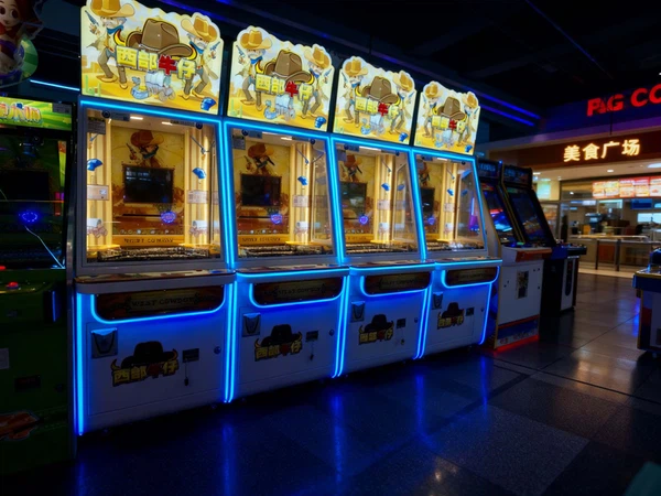 Arcade placement example: coin pusher on main sightline near food court. Arcade placement example: coin pusher on main sightline near food court.